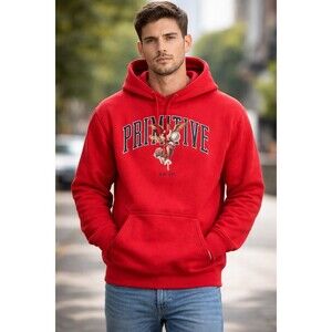 Primitive Men's Collegiate Long Sleeve Pullover Hoodie Red Apparel 2XL CR60 NWT